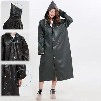 1 бр. висок Клас дъждобран унисекс от ЕВА, дебели непромокаеми дрехи за дъжд, Женски Мъжки черен водоустойчив костюм за къмпинг
