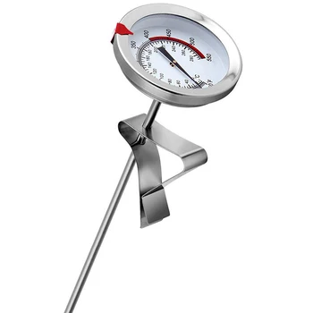 12-инчов механичен термометър за месо с мигновено отчитане, дълъг прът, водоустойчив, батерия, не се изисква, термометър за пържене в дълбока мазнина от неръждаема стомана