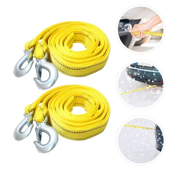 2 елемента въжета за връзване на автомобилни лебедки, дебели въжета за лебедки, авто аксесоари (жълт)