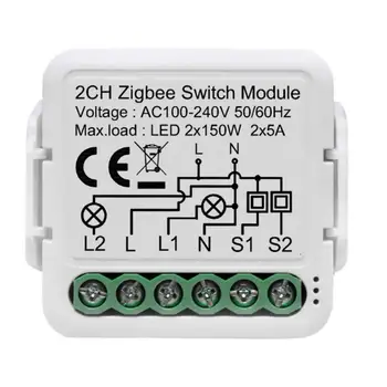 3,0 Интелигентно устройство за включване-изключване Интелигентен ключ С двойно управление на Мини-Устройството включване-изключване на Интелигентен модул превключване Zigbee3.0 Mini