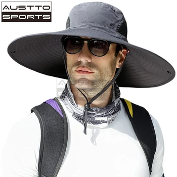 Austto широка периферия шапка-панама UPF50 + Водоустойчив солнцезащитная шапка за риболов, пешеходен туризъм, къмпинг