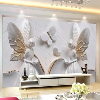 Beibehang Тапети по поръчка 3D фотообои beauty angel перлено бял фон стенни декоративна живопис 3D тапети