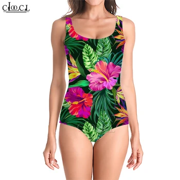 CLOOCL Женски бански Rainforest Hawaii Бански костюм с флорални принтом, Монокини от полиестер, Женски бански костюми, Летни дрехи