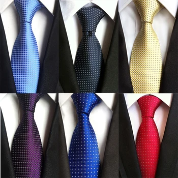 GUSLESON Classics Обикновен 8-сантиметрови копринени вратовръзки Gravatas Червено, жълто, синьо за мъжете, бизнес сватбен костюм, подарък за официални събития