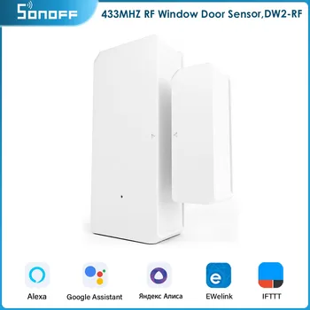 SONOFF DW2-RF Интелигентен сензор за врата / прозорец, домашни алармени системи Zigbee и сигнален портал Sonoff RFbridge R2 Работят с приложение eWeLink