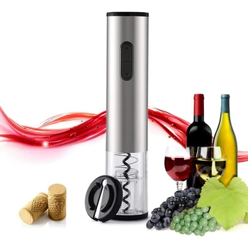 Електрически тирбушон, Автоматична отварачка за вино с нож за фолио, Отварачка за вино, работещи на батерии от неръждаема стомана, подаръци за любителите на виното