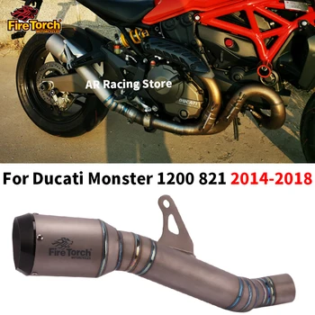 За DUCATI Monster 821 1200 1200 s 2014-2018 Escape Moto Промяна на Ауспуха От Титанова Сплав Средата за управление на Мотоциклет От Въглеродни Влакна