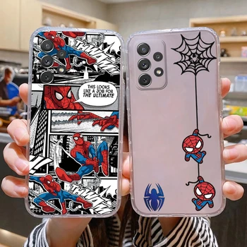 За Samsung Galaxy в а23, калъф Marvel Spiderman, прозрачен калъф за телефон, мек устойчив на удари калъф от TPU за Samsung A 23, обвивка Galaxya23