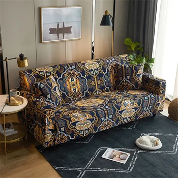 Калъф за дивана в геометричния стил, растение, решетеста цвете, еластичен калъф за дивана, пълен комплект, 4-местен Калъф за дивани, калъфи за декор на дивана