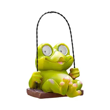 Лампа-жаба в слънчева батерия, Симпатична декоративна лампа със слънчева фигура, Слънчев Градински фенер, Жаба, Слънчеви люлки, Жаба, Градинска фигурка за двор