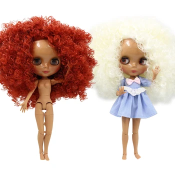 ЛЕДЕНАТА кукла DBS Blyth 1/6 bjd съвместно тяло, с бяла кожа матирано лице, тъмна кожа, лъскава лицето къдрава коса афро играчка за коса-30 см