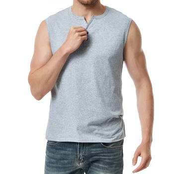 Майк 4 цвята! Лятна мъжка спортна базова лек памучен тениска без ръкави, блузи за фитнес, облекло за фитнес зала, мъжки дрехи