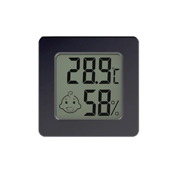 Мини LCD дигитален термометър, Влагомер за Измерване на температура Сензор за влажност на въздуха Бутон за станция време с батерия