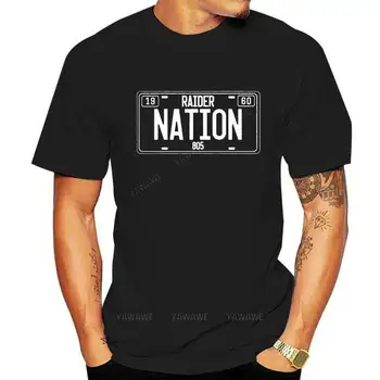 Модерен мъжки тениски, ежедневни брандираната тениска с къс ръкав 805 RAIDER NATION, памучен тениска за тийнейджъри, модерен топ