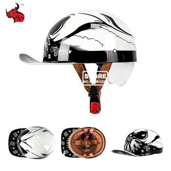 Нов мотоциклет шлем Chopper Ретро Casco Винтажное Дамско Мъжко Улично екипировка-Каски за скоростно спускане Motorfiets Helm
