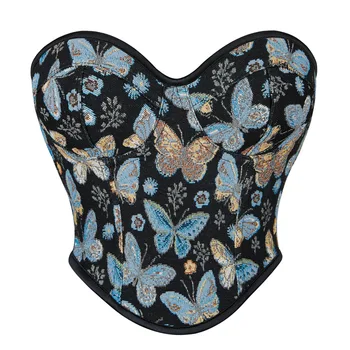 Нов сутиен със синьо модел на пеперуда, Женски корректирующий топ, корсети за жени корсет години