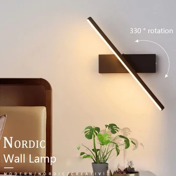 Нощни, с монтиран на стената лампа за спалня с възможност за завъртане на 330 ° и Регулируем ъгъл на наклона Вътрешен led монтиран на стената лампа Просто, лампа Лампа за четене Баня