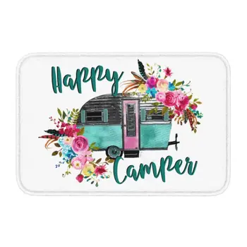 Обичай подложка за кола Happy Camper Travel, Противоскользящий Ретро трейлър за къмпинг, Баня, Кухня, спалня, килими, 40 *60 см