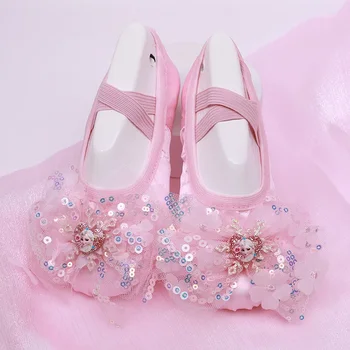 Обувки с пайети за момичета, вечерни чехли на принцеси за деца, летни детски балет апартаменти на равна подметка с цветни пайети за момичета