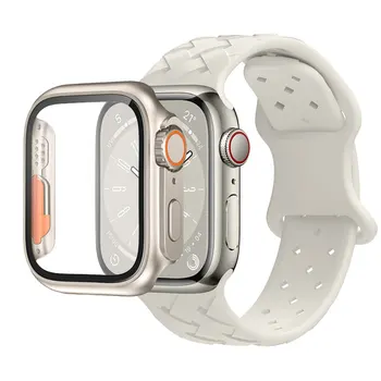 Силиконов ремък за Apple Watch каишка 44mm 40 мм 45 мм 49мм 41мм 38мм Дишаща Оплетка гривна iwatch series 7 6 5 4 se 3 8 ultra