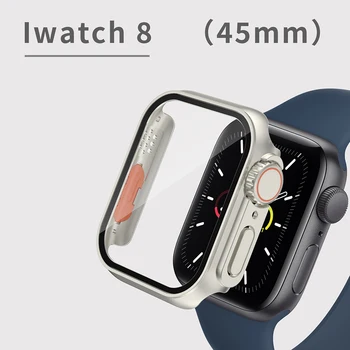 Стъклена калъф за Apple Watch 8 7 45/41 мм, защитната капачка, разменени броня Ultra за iWatch серия 4 5 6 SE, аксесоари