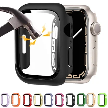 Стъкло + Капак За Apple Watch Case 8 7 6 SE 5 9 Серия Защитни Екрани iWatch 44 мм 41 мм 45 мм 42 мм 40 38 ММ Аксесоари За Умни Часа
