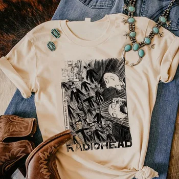 Тениска Radiohead дамски забавно градинска облекло harajuku тениска за момичета забавно облекло с комиксами