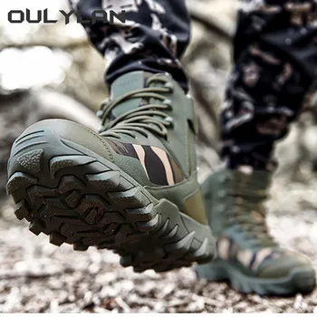 Улични високи тактически обувки Мъжки Катерене военни ботуши Мъжки на пустинни ботильоны голям размер Туризъм тренировочная обувки