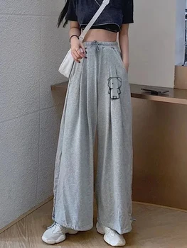 Япония, Сладки спортни панталони оверсайз, дамски ластични свободни студентски зреещи с висока талия, Летни Модни ежедневни панталони с джобове