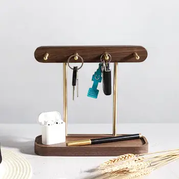1 бр. Ins Съвременната простота Дървена поставка за ключове с плетене на една кука, тенис на домашен творчески декоративен преносим тава за съхранение на всички всячины