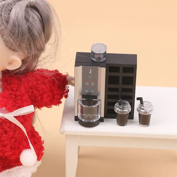 1 комплект Миниатюрни модели кафе машини за куклена къща с кафе чаши, украса на сцени от живота на куклена къща, реквизит за снимки