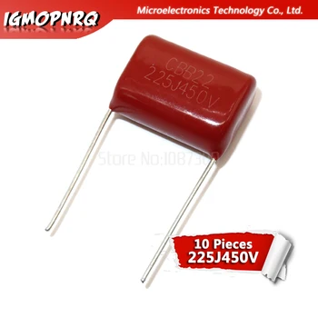 10шт 450 2.2 icf 10шт кондензатор от полипропиленова тъкан CBB със стъпка на кондензатора 20 мм 225 2,2 icf 450 В 450V225J-P20