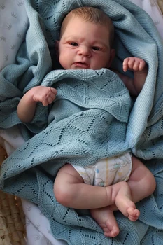 18-инчов кукла-Реборн Элайджа, 999D, с боядисани коси, Реалистичен Момче, Мек Винил Новородено Дете с едно одеяло, съставен от Дейвид Вайзи
