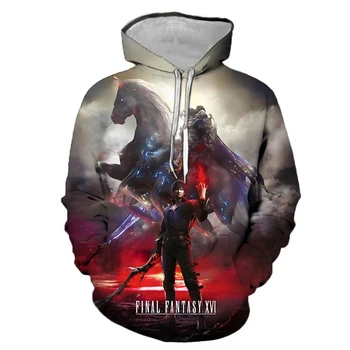 2023 Final Fantasy 16 Модни Дрехи за Мъже С 3D Принтом Hoody Есен Зима Блузи с Дълъг Ръкав Уличен Спортен Пуловер Големи Размери