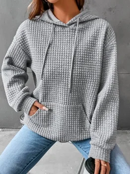 2023, Есенно-зимния женски Нов пуловер с кръгло деколте и дълги ръкави, обикновен женски топ