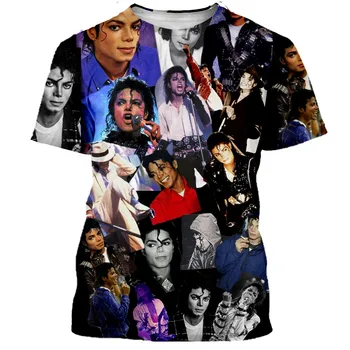 2023 Нова класическа тениска с 3D-принтом на Майкъл Джексън, Мъжки Дамски модни риза в стил хип-хоп, Ежедневни лятна градинска дрехи, блузи, тениски
