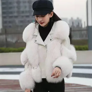2024 Нова мода дамско яке от лисьего кожа, зимни ежедневни висококачествено палто от изкуствена кожа, дамски блузи, свободна горна дреха с дълъг ръкав W122