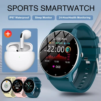 2024 Смарт часовници Мъжки дамски Спортни часовници за фитнес с пълен сензорен екран, Водоустойчив Мъжки часовник с напомняне за разговор за Android, IOS, умни часовници за мъже