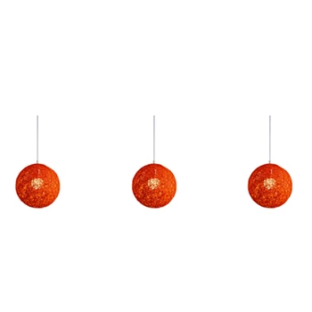 3X Оранжева Топка полилей от бамбук, ратан и юта Индивидуално творчество Сферична ротанговый лампион-гнездо