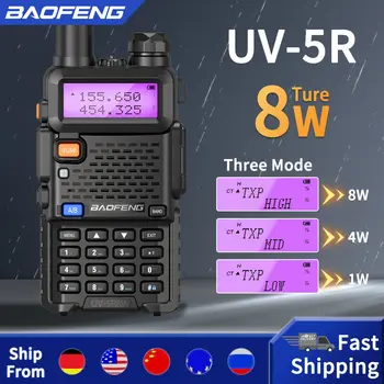 Baofeng Уоки Токи UV 5R 5 W 8 W Двухдиапазонная Шунка Двустранно Радио на УКВ FM Радио Ръчна Радиостанцията Лов 16 км