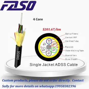 FASO ADSS Външен Ламиниран Неметаллический Външен Кабел ADSS Единична черупка, 4-Жилен оптичен кабел G652D