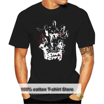 Herren Тениска с логото на Sin City Черно Indiego S висококачествени Мъжки блузи с принтом по поръчка, хипстерские тениски