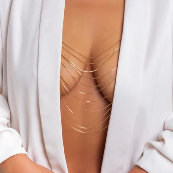 Ingemark Секси многопластова верига за бельо за жени, женски гърдите сутиен, бижута за тяло, Летни декорации за тялото, аксесоари за нощен клуб, парти