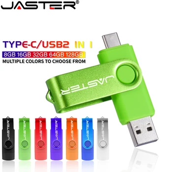 JASTER Безплатен потребителски лого TYPE-C USB флаш-памет и 128 GB флаш диск с безплатен ключодържател 64 GB Креативен бизнес подарък Memory Stick 32 GB