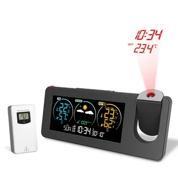 ZX3538 Нови електронни проекция часовник метеорологичната станция Прогнозата за времето, Температурата и влажността Дигитален будилник Лесен за използване