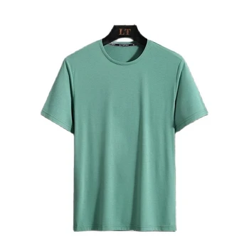 висококачествена лятна мъже в памучна тениска с къс ръкав, проста, плюс размера на 8XL 9XL 68 70, ежедневни свободни тениски оверсайз, домашна зелена тениска