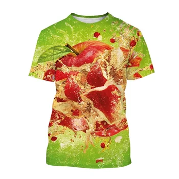 Гореща разпродажба, Мъжки тениски с 3D-принтом Fruit Apple, Дишаща Тениска с къс ръкав, Ежедневни градинска облекло в стил харадзюку, Тениски, Потници, Летни тениски