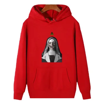Демонично монахиня Nonne Religieuse Чудовище на ужасите, готическия графичен пуловер с качулка, hoody с качулка, памучен руното hoody с качулка