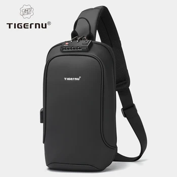 Доживотна гаранция Модерен мъжки висококачествена чанта през рамо, брызгозащищенная нагрудная чанта, анти-кражба USB зареждане, ежедневни нагрудная чанта, мъжка чанта