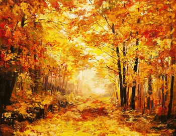 есенни листа, дърво, картина масло пейзаж, снимката на фона на Винил плат с Висококачествена Компютърна печат фон на стената